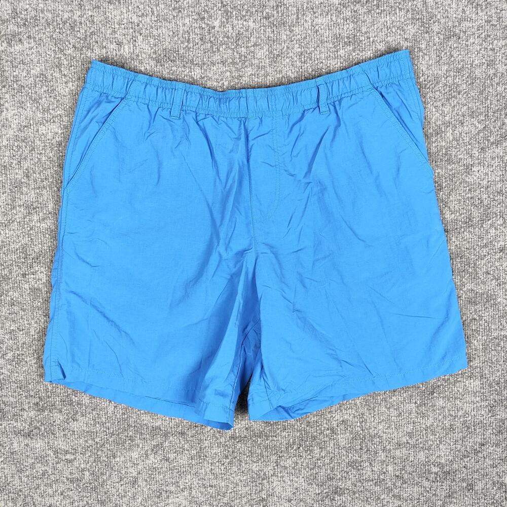 Columbia Shorts Mens Medium Blue Nylon Swim Trunks Mesh Lined Pockets Drawstring